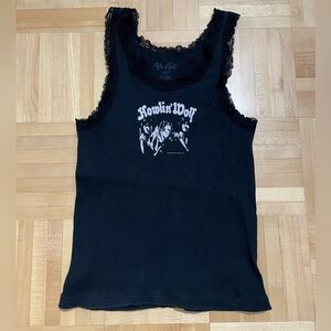 Brandy Melville John Galt Black Lace Trim Tank Top